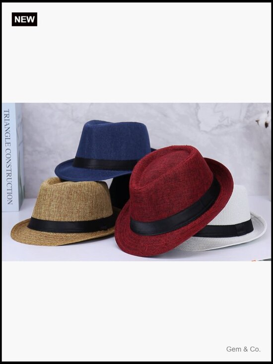 5 Pack Short Brim Fedora Classic Summer Beach Sun Hat Panama Cap main image 4